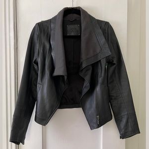Guess by Marciano | Dark Slate Grey Leather Jacket with Removable Sleeves